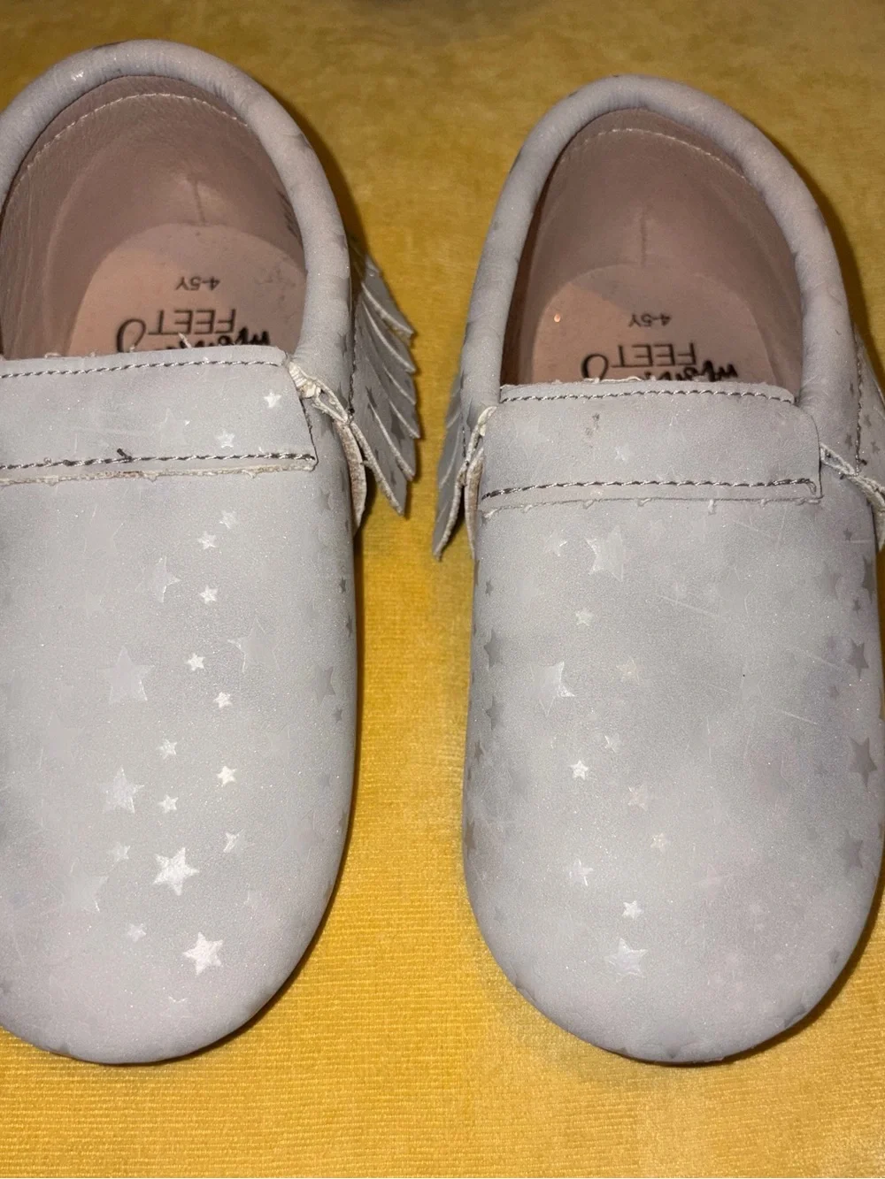 Monkey Feet Light Gray Star Moccasins